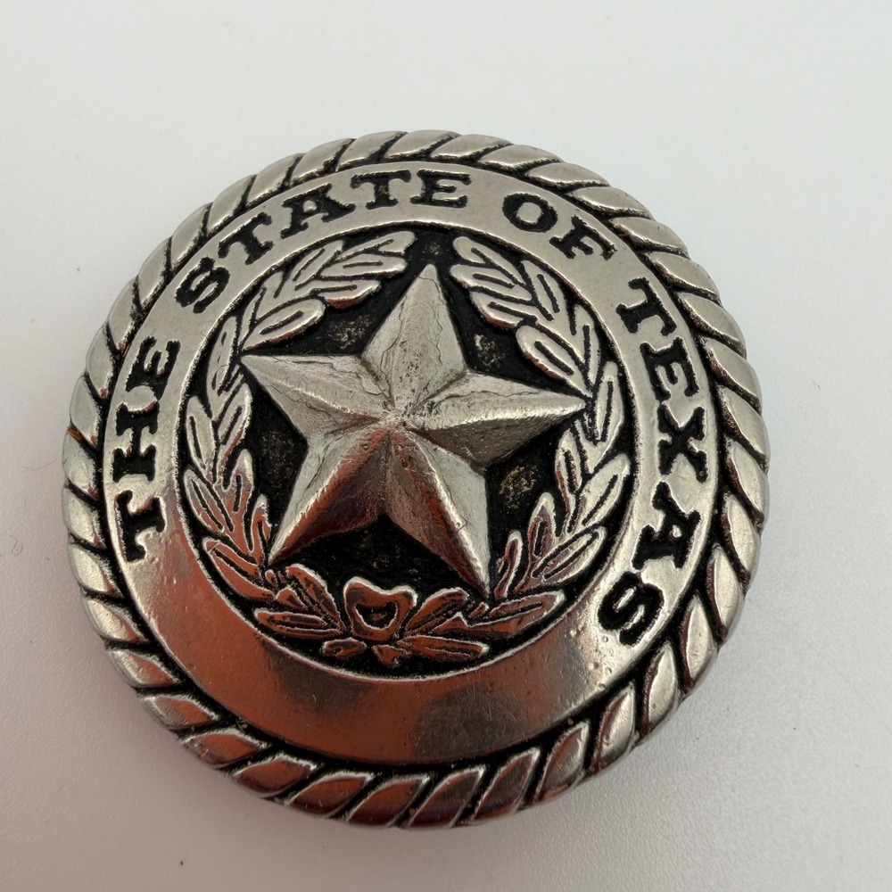The State of Texas Seal Concho Silver Tone Lone Star Western Belt Hardware